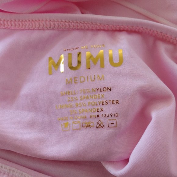 Mumu Bathing Swim Bottom Ruffled Ribbed Pink Medium NWT - Picture 2 of 3